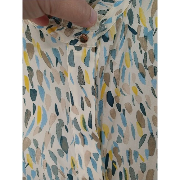 DKNY Woman PL Tank Ruffle Neck Trim Hidden Button Boho Lagenlook Look Preppy... - Picture 3 of 6